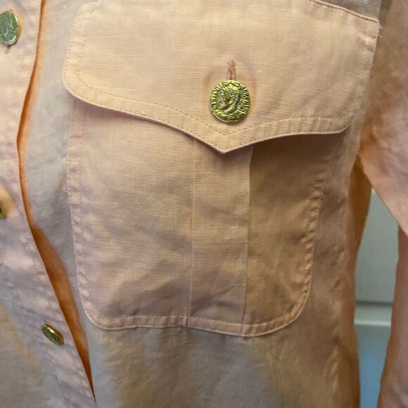 Yves Saint Laurent 100% linen peach colour buttoned blouse, size 40(M) - Picture 4 of 9